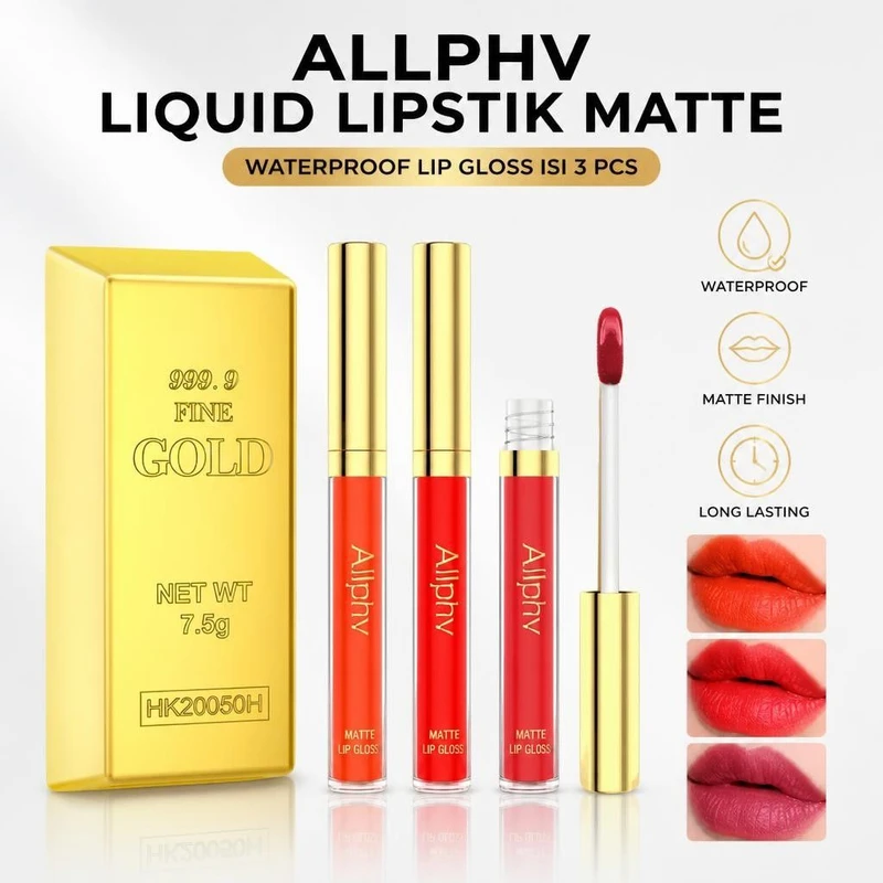 Allphv Matte Lipcream Gold Lipstik Isi 3